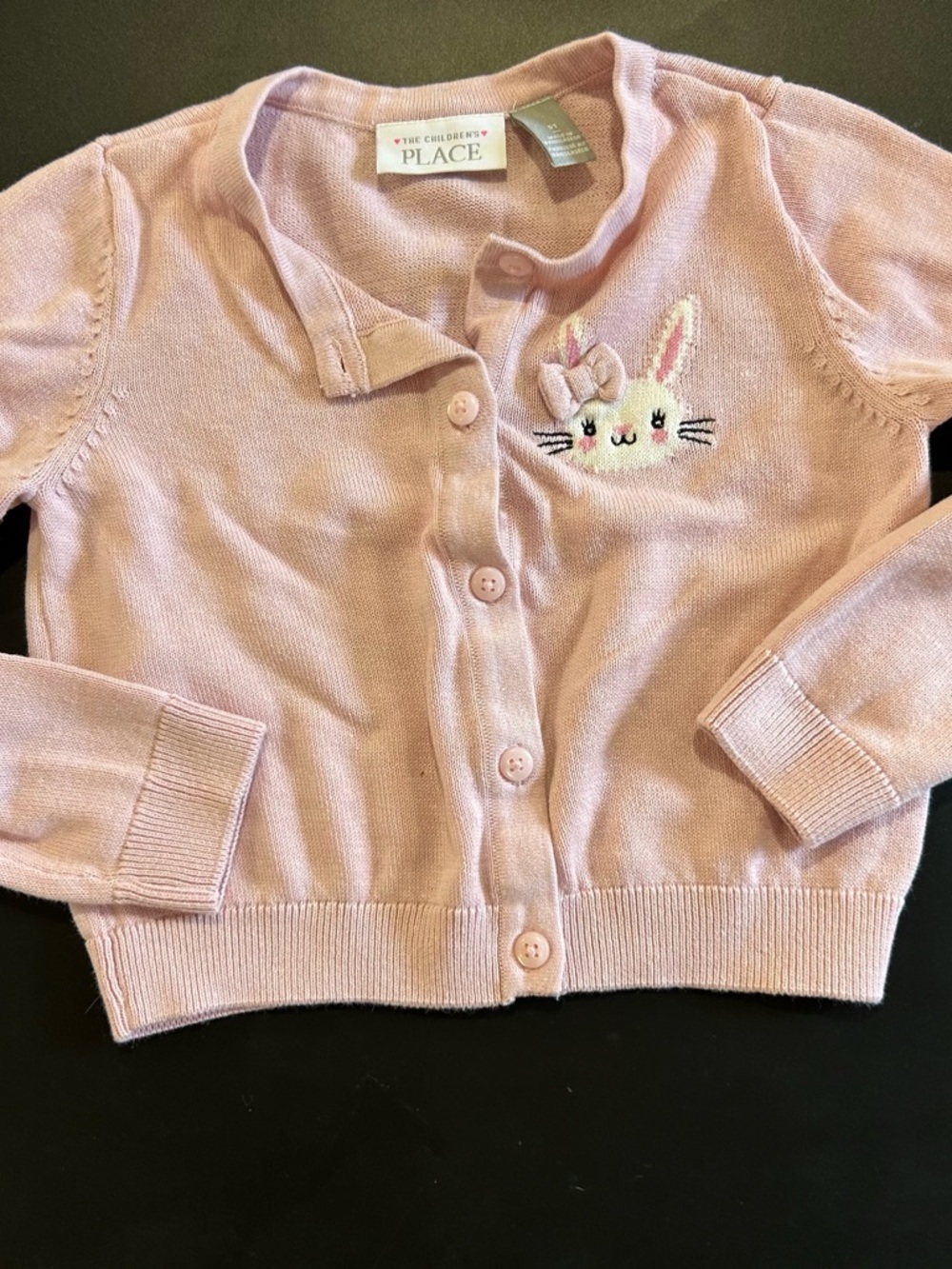 The Children's Place Light Pink Bunny Embroidered Cardigan